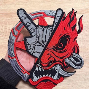 Patch Samurai, Oni Dämon Patch, Gestickter Rückenpatch,