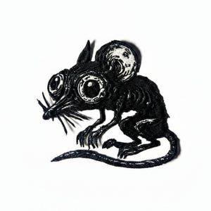 Parche de rata para coser y bordar, parche gótico de ratón para planchar, estética punk rock, insignia de animal espeluznante de terror para chaquetas, regalo de arte grunge oscuro