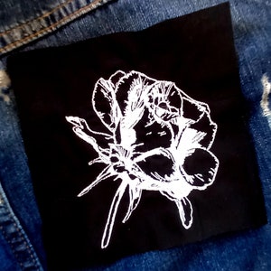 Rose Patch, gothic fashion, punk back patch, sew on patches, patches for jackets, goth embroidered patch