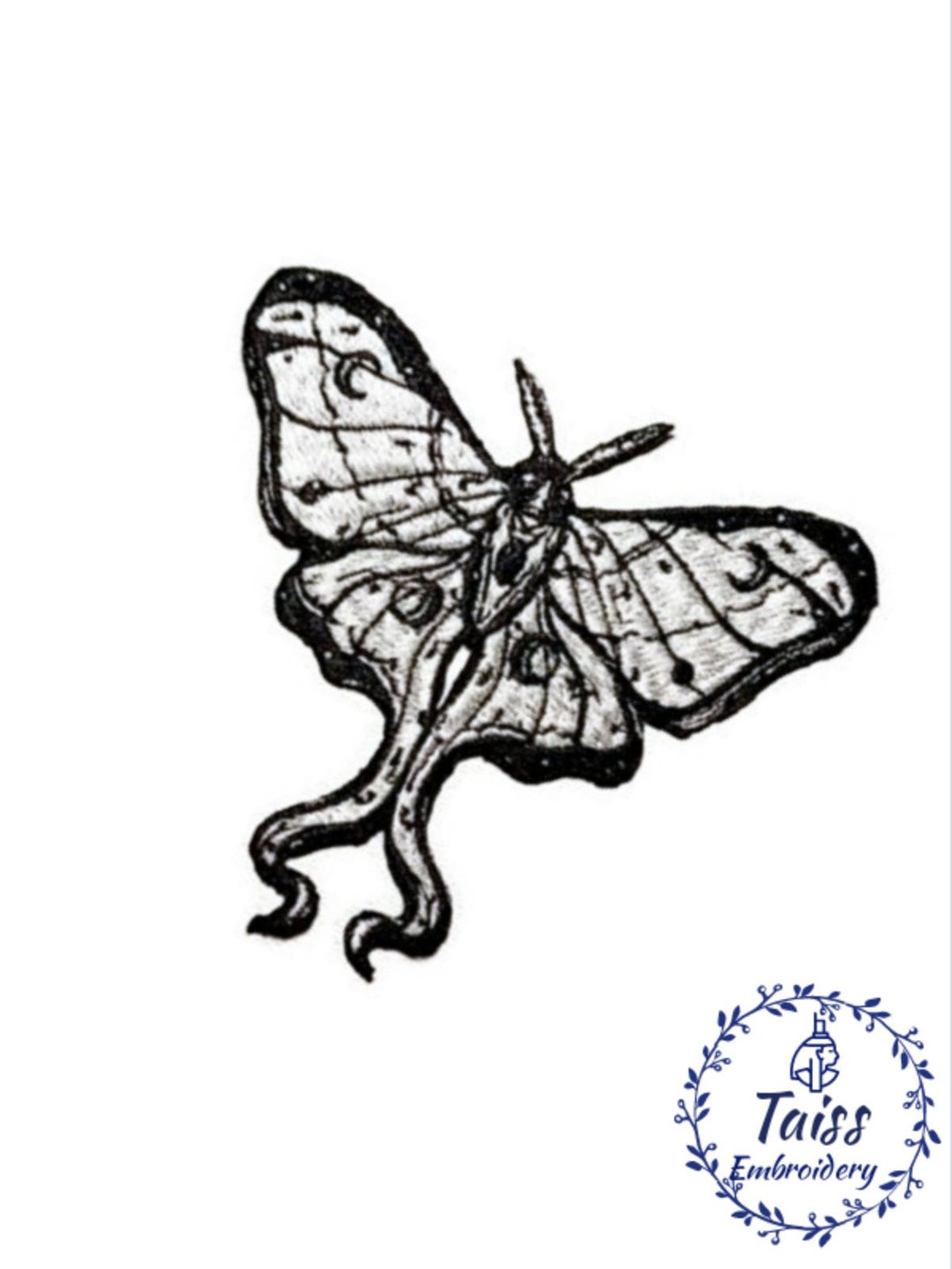 Moth Goth Patch • Night Owl Black White Application • Embroidered ...