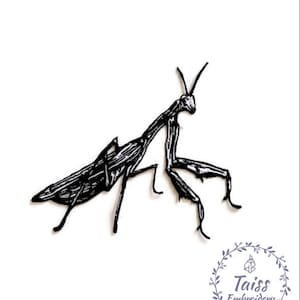 Bidsprinkhaan geborduurd ijzer op patch, Insect patch