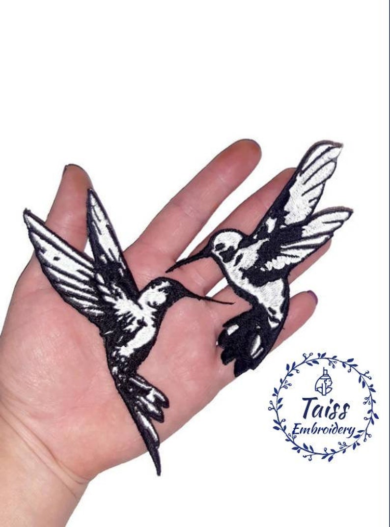 Kolibri-Patch • Vogel-Patch • Gothic-Patch • großer Aufnäher • Set 2St. Bild 7