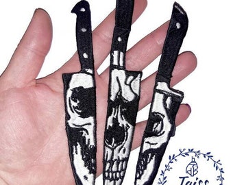 Skeleton Knife patch, Set of 3 p, Iron on patch