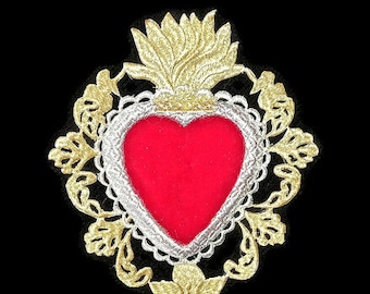 Sacred heart embroidered iron-on patch