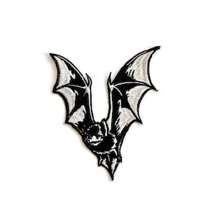 Bat Embroidered Patch, Goth Iron On Patch for Jackets, Spooky Bat Wing Badge