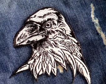 Crow Raven, Goth patch Embroidered Iron-on Patch