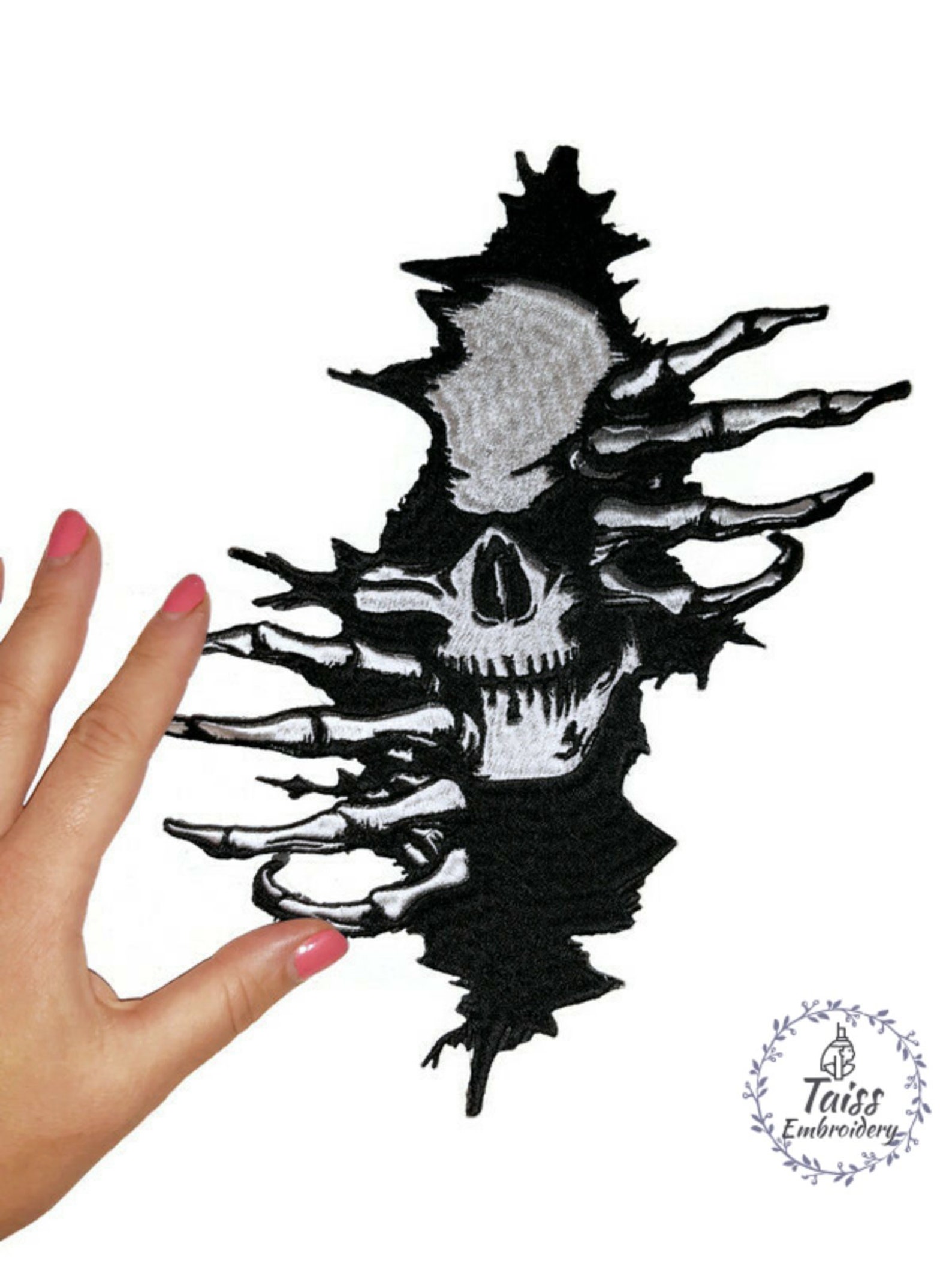 Horror Patch Spine Back Patch, Large Embroidered Patch, Skeleton, Skull ...