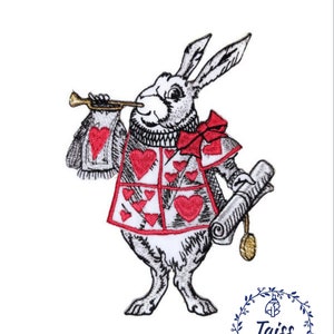White rabbit patch • Alice patch • Embroidered iron on patch • mad hatter patch