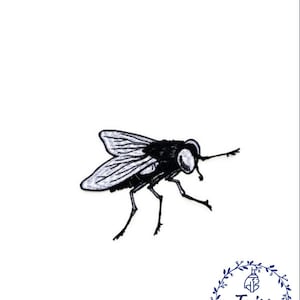 Fluga, insekt, broderad stryklapp