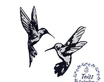 Bird patch • Goth patch • Hummingbird  patch • alternative patch • punk patch • large Iron on patch • Set 2p.