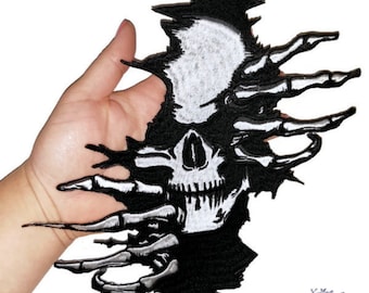 Spine Back Patch, Large  Embroidered Patch, Skeleton, Skull , horror patch,   punk patch, goth patch, patch for jacket
