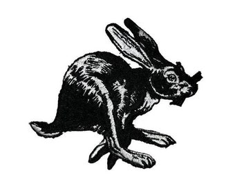 Rabbit goth patch, hare patch, large Iron on patch