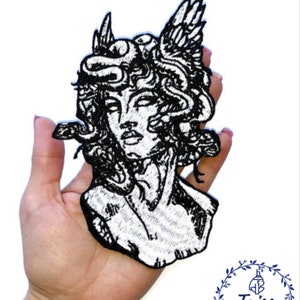 Medusa Gorgon, embroidered iron-on patch
