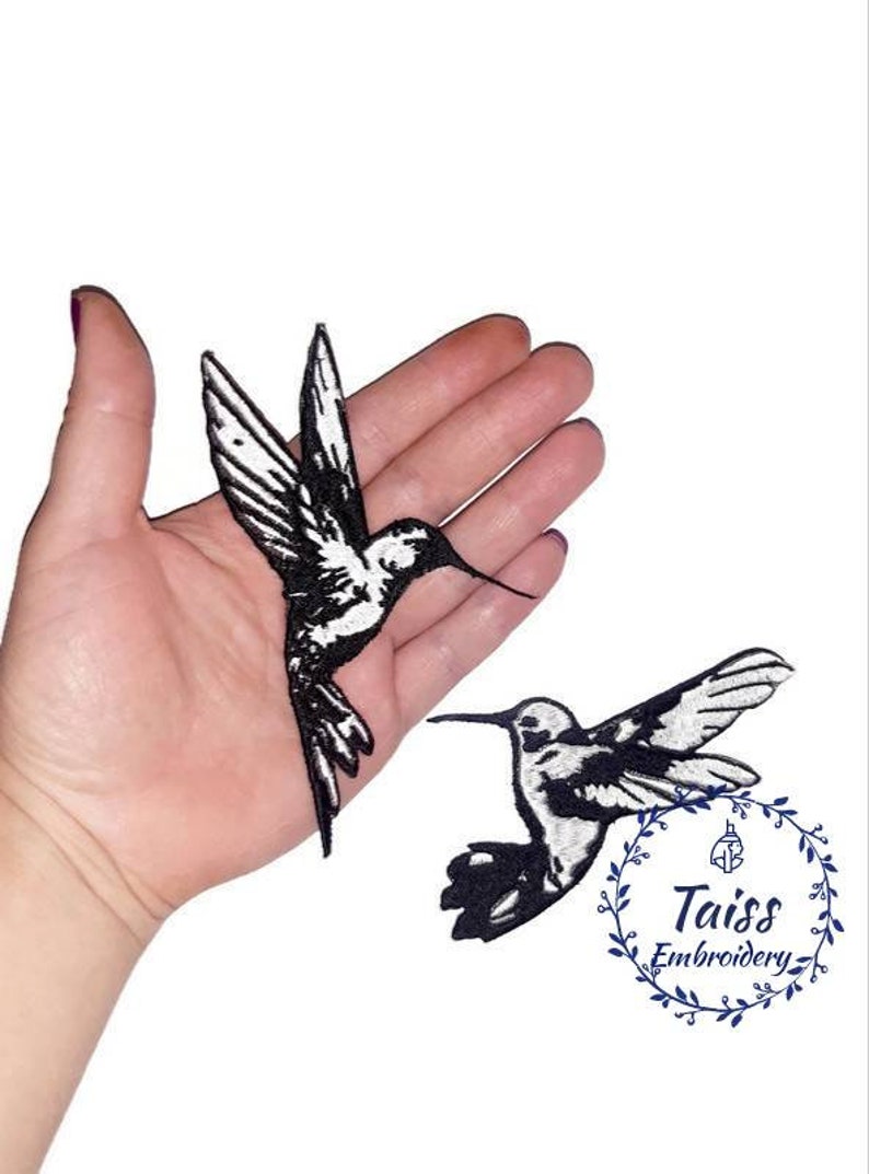 Kolibri-Patch • Vogel-Patch • Gothic-Patch • großer Aufnäher • Set 2St. Bild 2