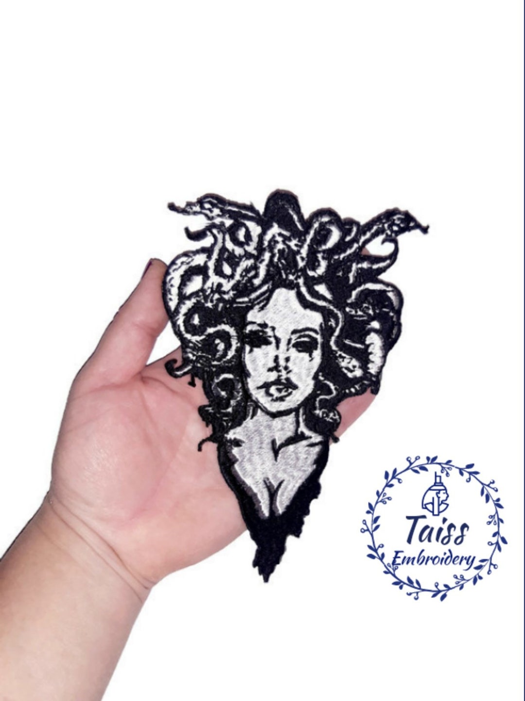Striking Embroidered Gorgon Medusa Patch - Large Iron-on or Sew-on ...