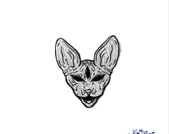 Cat patch, cat head, embroidered iron on patch