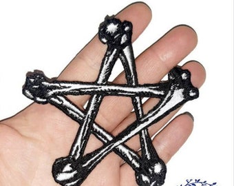 ゴスパッチ•悪魔の五芒星•オカルトパッチ•大きな骨のパッチ•パンク•異教のパッチ•魔女•アイロン接着パッチ•ゴシック•ブードゥー教