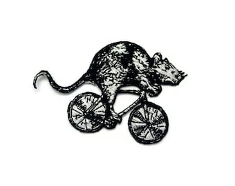 Ratten-Patch, Rücken-Patch, Punk Possum, Maus, Ratte auf einem Fahrrad