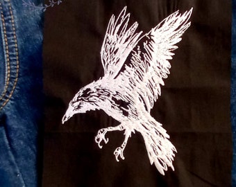 Crow Raven Patch • Gothic Mode • Bestickte Patches • Witchy • aufnähen • Punk Patch • Vogel Patches