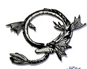 Ouroboros, Dragon, Snake embroidered iron-on patch