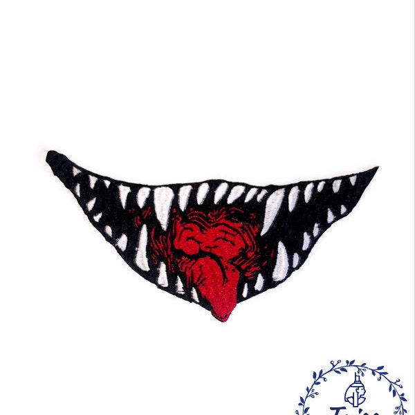 Vampire Teeth Iron-On Patch • Horror patch • Patch voor jas • Punk patch • Gothic patch • occult patch • Grote geborduurde Patch