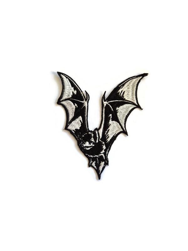 Bat Embroidered Patch, Goth Iron on Patch for Jackets, Spooky Bat Wing ...