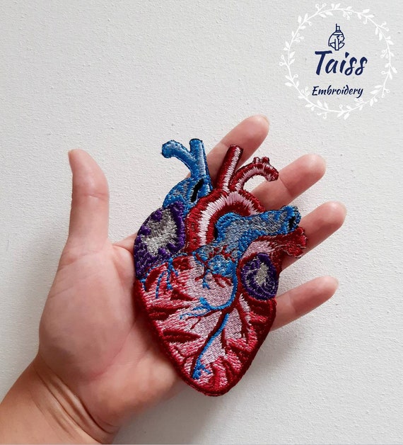 X-Ray Anatomical Heart Embroidered Badge Iron on Sew on Patch