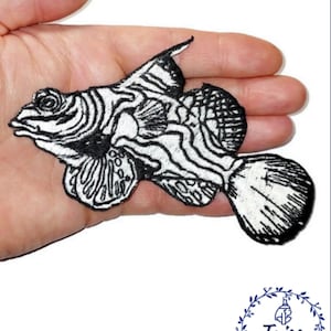 Fisk, broderad stryklapp