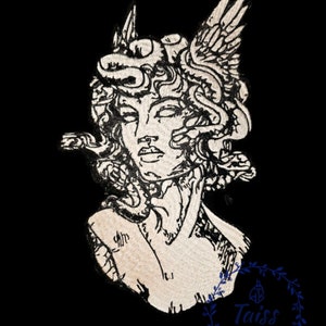 Gorgon Medusa, large iron on embroidered patch, Big size