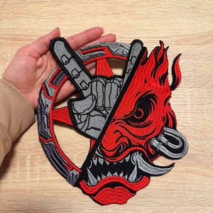 Samurai, Oni-Dämonen-Aufnäher, gestickter Rückenaufnäher,