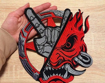 Samouraï, patch démon Oni, patch arrière brodé,