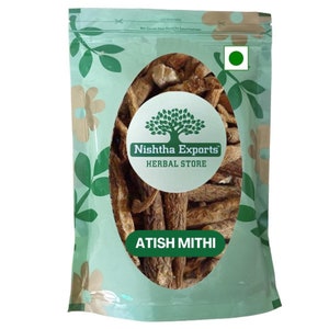 Atish Mithi Aconitum Palmatum-Raw Herbs-Ativisha Sweet-Atiwisha-Ateesh-Jadi Buti image 1