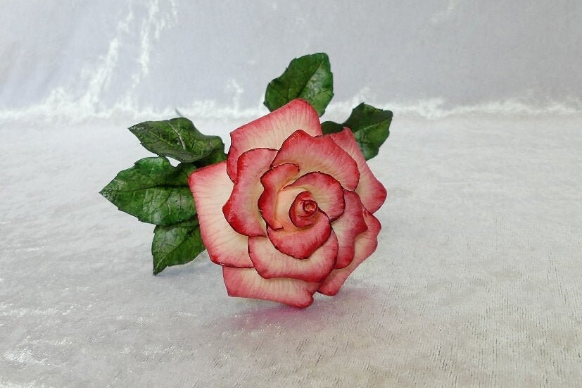 Rose en Porcelaine Froide - Rouge Ardente