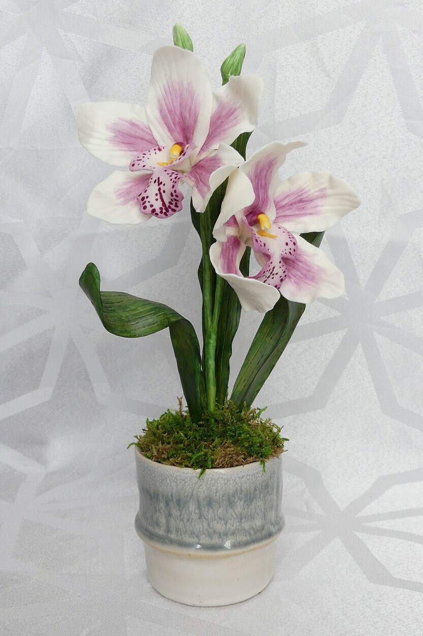 Orchidée en Porcelaine Froide - Mauve