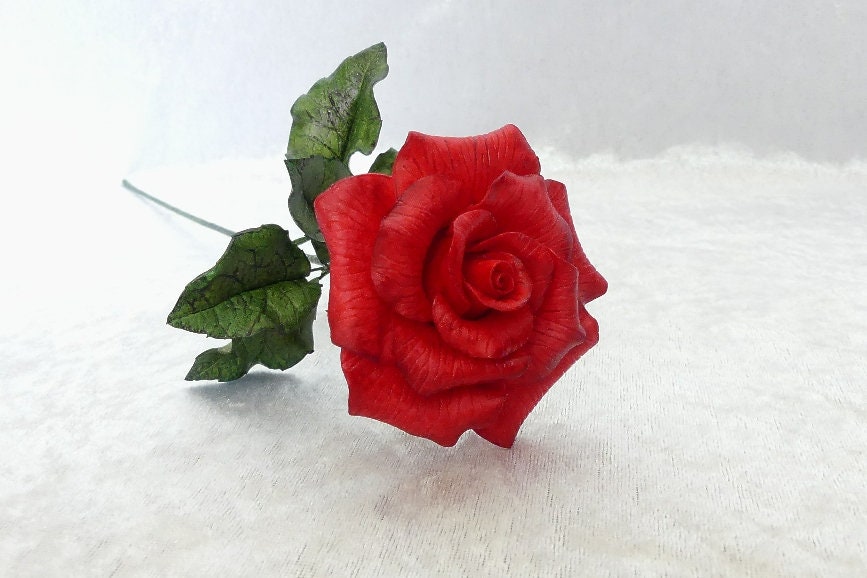 Rose en Porcelaine Froide - Rouge