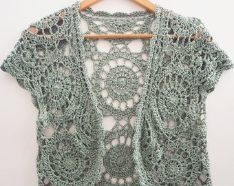 Crochet Pattern - Lace Bolero, Lace Shrug, Crochet Shrug, Wedding Shrug, Bridal, Short Sleeve Bolero, Downloadable Pattern, Instant download
