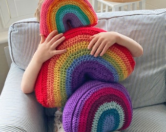 Rainbow Cushion Crochet Pattern - 2 designs, Instant Digital Download, Rainbow Cushion, DIY Cushion, Rainbow, Home, Chunky Crochet