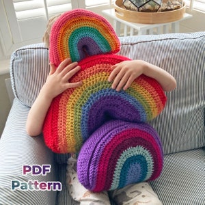 Rainbow Cushion Crochet Pattern - 2 designs, Instant Digital Download, Rainbow Cushion, DIY Cushion, Rainbow, Home, Chunky Crochet