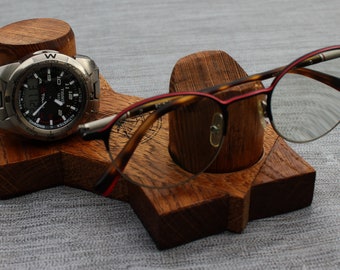 Porte lunette et montre en bois de chêne