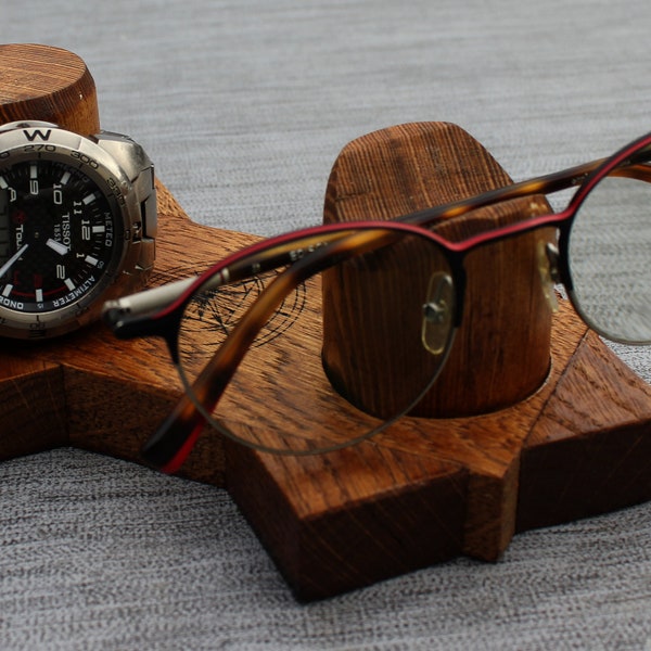 Porte lunette et montre en bois de chêne