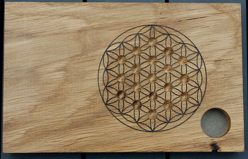 Flower of life solitaire game engraved on customizable wood image 3