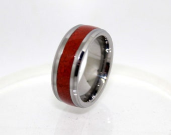 Red Jasper Ring on Tungsten Ring