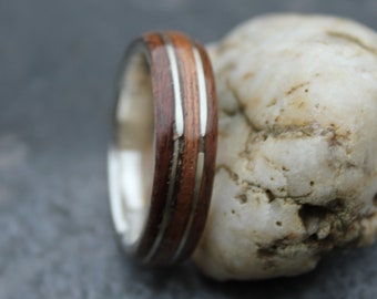 Bague bois de palissandre sur anneau d'argent 925