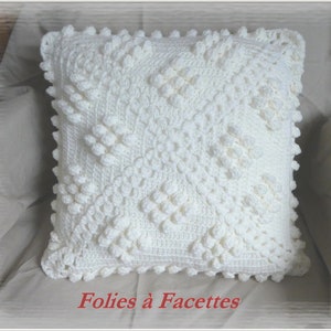 Crochet cushion cover, ecru or gray crochet cushion cover, decoration Ecru