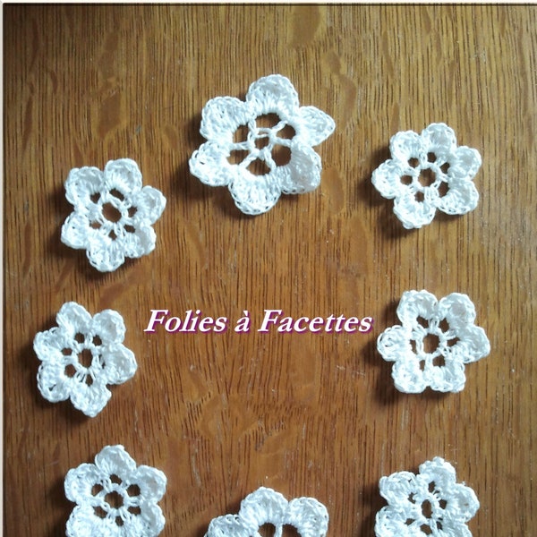 Fleurs  au crochet par 8, fleurs en coton, accessoire à coudre, fleur crochet, scrapbooking