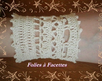 Bracelet au crochet manchette au crochet en coton fin,  manchette de mariage, bracelet femme coton