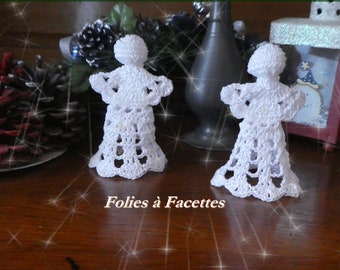 Anges blanc au crochet, ensemble de 2 anges , ornement de sapin de noel, décoration mariage, baptème, décoration de fête