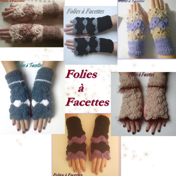 mitaines longues au crochet, mitaines  en laine acrylique, mitaines femme, accessoire, cadeau de noel