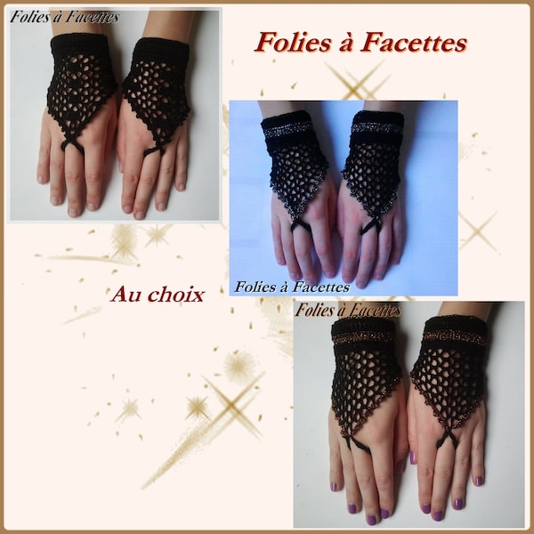 Mitaines courtes en coton au crochet, mitaines pour soirée festive ou cérémonie