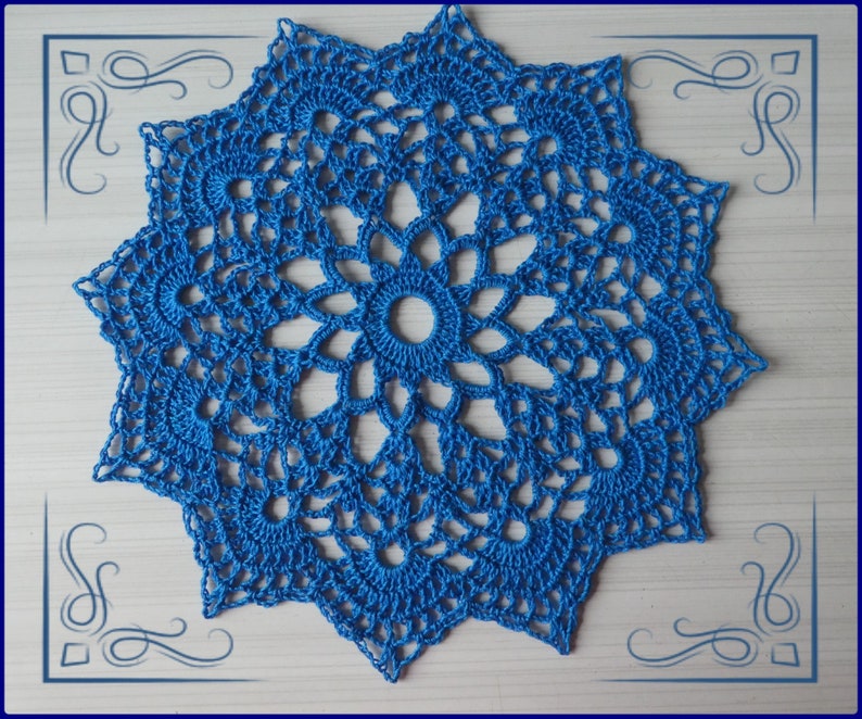 Napperon rond au crochet en coton, napperon style mandala, décoration intérieure, napperon attrape-rêves turquoise